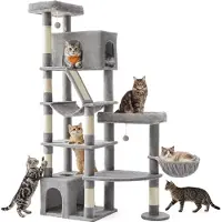 Feandrea kraboom, groot, 188 cm hoog, kattenboom voor grote katten, met 7 sisalpalen