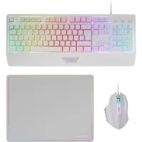 Mars Gaming MCP124W, Kabel, USB, Membraan toetsenbord, QWERTY-indeling, RGB LED-verlichting, Wit