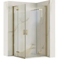 REA douchecabine Hugo, 90x90 cm, geborsteld goud