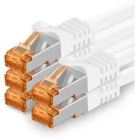 1aTTack.de 10m - Cat.7 netwerkkabel, wit - 5 stuks Gigabit Ethernet LAN-kabels
