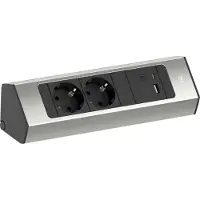 Bachmann CASIA 2 2xCEE7/3 1xUSB A/C 22W 2,0m AEH roestvrij staal look