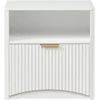 STILVORA Nachtkastje - Geribbeld Design Met Lade En Opbergvak - Voor Slaapkamer En Woonkamer - Spaanplaat Metaal - 58x38x60 Cm - Wit