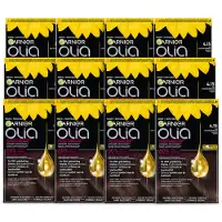 Garnier 12 x - Olia 4.15 - Haarkleuring - Kastanje Middenbruin - Zonder Ammoniak - 100% Grijsdekking - Voordeelverpakking - 12 stuks