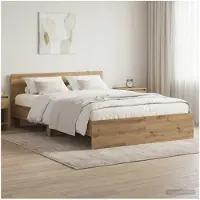 vidaXL Bedframe met Hoofdbord Artisanaal eiken 140 x 200 cm
