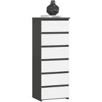 Akord Ladekast CL6 met 6 Lades / Furniture Factory / Grafietgrijs - Wit / 40x109x35 cm
