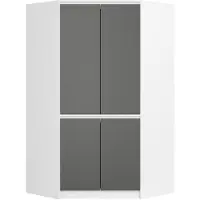 Akord Kledingkast, wit, 100 cm breed, 4 deuren, grijze deuren, 6 planken, afmetingen: 100 cm (breed) x 180 cm (hoog) x 50 cm (diep)