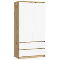 Akord Kleidingkast S90 met 2 Deuren en 2 Lades / Furniture Factory / Artisan Eik - Wit / 90 x 180 x 51 cm