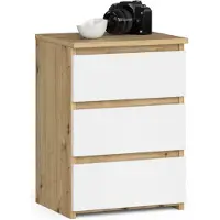 Akord Nachtkastje CL3/40 met 3 Lades / Furniture Factory / Artisan Eik - Wit / 40 x 57 x 35 cm
