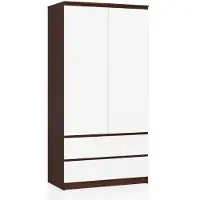 Akord Kleidingkast S90 met 2 Deuren en 2 Lades / Furniture Factory / Venge - Wit / 90 x 180 x 51 cm