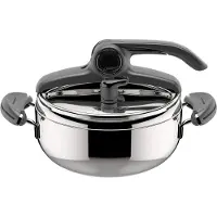 Lagostina Mia Lagoeasy'up, 3,5 liter, keramisch, geschikt voor gas, halogeen, inductie, afgesloten kookplaat, roestvrij staal, 22 cm, aluminium, roestvrij staal, Mia Lagoeasy'up