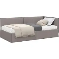 vidaXL Hoekbedframe met Matras 2 st Taupe 90 x 190 cm Fluweel