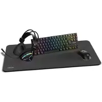 Drift Gebogen toetsenbord, Kabel, USB, Mechanische schakelaar, QWERTY-indeling, RGB-LED, Zwart