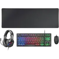 Mars Gaming MCPRGB3FR, Kabel, USB, Membraan toetsen, RGB LED, Zwart, Inclusief muis