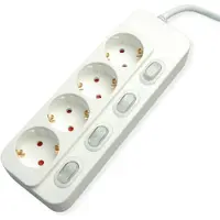 Value stekkerdoos met 4 stopcontacten en individuele schakelaars, wit, 1,5 meter