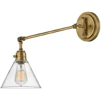 HINKLEY LED Wandlamp Arti | 1X E27 Max 60W | Heritage Brass, Clear Glass Shade