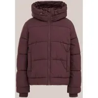 We fashion - Dames gewatteerde pufferjas met capuchon - Regular fit - Aubergine - Maat: XXXL