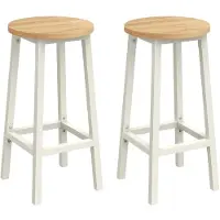 Vasagle Barkruk set van 2 met voetsteunen, Eikenbeige + Wit