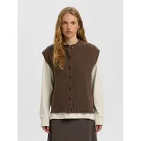 Selected Wol Gebreid Gilet Dames Bruin L