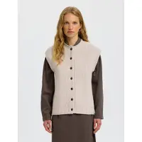 Selected Wol Gebreid Gilet Dames Grijs XXL