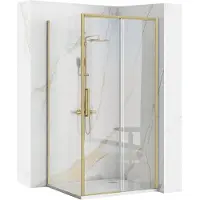 REA hoekdouchecabine Rapid Slide geborsteld goud 140x80