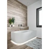 Riho Desire Corner Halfvrijstaand Bad 184x84cm - Acryl - Links - Velvet Wit - LED Verlichting - Baden, Halfvrijstaande Baden - 8714148607541
