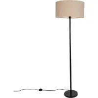 QAZQA Moderne vloerlamp zwart met beige bouclé kap 50cm - Simplo