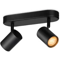 Philips Smart Lighting - Opbouwspot - 2 Spots - RGB - Gekleurd en instelbaar wit licht - Dimbaar - Zwart - 2x5W - GU10 fitting - Werkt met de WiZ app - Wifi
