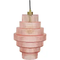 Olucia - PARIS - Hanglamp - Roze / Messing - Vorm: Rond