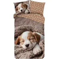 Muller Textil dekbedovertrek Bas bruin - 100% katoen - 140 x 220 cm