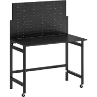 HOMCOM Werkbank-MDF, staal-115L x 62B x 143,5H cm-Zwart