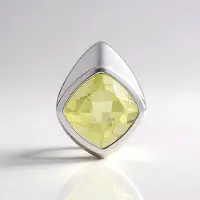 Cavill - Zilveren Hanger 925 Sterling - Limoenkwarts 1,94 ct - Bezel Zetting - Antiek Kussenslijpsel - Braziliaanse Edelsteen - Minimalistisch