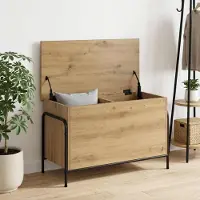vidaXL Opbergbox Artisanaal eiken 80 x 40 x 49,5 cm Bewerkt hout