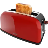 Cecotec Toastin' time 1100, voor 2 boterhammen, rood, roestvrij staal, met knoppen, hendel, draaibaar, 850 W, 220 - 240 V
