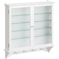 SoBuy Hangende Wandkast Wit met Glazen Deuren - 68x13.5x68.5 cm