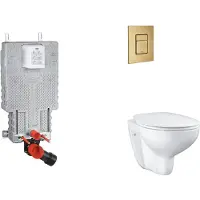 GROHE Uniset - Set voor inbouwinstallatie, toilet, SoftClose zitting en Skate Cosmopolitan knop, geborsteld Cool Sunrise SANI15BB4101