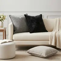 vidaXL Kussensloop 6 st HOUTEN Antraciet 60 x 60 cm Chenille Stof