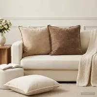 vidaXL Kussensloop 6 st HOUTEN Crèmekleurig 60 x 60 cm Chenille Stof