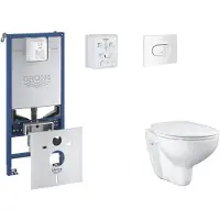 GROHE Rapid SLX - Set voor inbouwinstallatie, toilet, SoftClose zitting en Arena Cosmopolitan knop, alpenwit SANI11BB3104