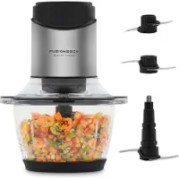 JAP Multi Chop - Hakmolen met glazen kom (600ml) - IJscrusher - Vaatwasserbestendig - Food chopper - 6 messen - 400W