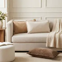 vidaXL Kussensloop 2 st HOUTEN Crèmekleurig 40 x 70 cm Chenille Stof