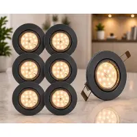 Trango Set van 6 IP23 LED inbouwspots 6729-061-5WAK antraciet mat incl. 6x 5 Watt GU10 LED lamp 3000K warm wit & fitting, badkamerlamp, douche plafondspot