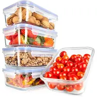 Nutrichef luchtdichte vershoudcontainers van borosilicaatglas – lekvrij, stapelbaar, BPA-vrij, vaatwasmachinebestendig, geschikt voor diverse doeleinden