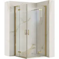 REA douchecabine Hugo, 80x80 cm, geborsteld goud