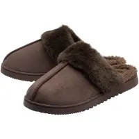 Dunlop Dames Muilen Slippers met Neppelzen Buitenkant Bruin Roze Tan Warm UK 3-8