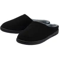 Dunlop Heren Suède Look Muilezels Slippers Zwart Plush Voering UK 7-13