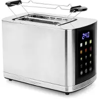 Emerio Broodrooster met Digitaal display en 2 Sleuven - Defrost - Regelbare Thermostaat - Kruimellade - Toaster RVS - TO-132888 - Zilverkleurig