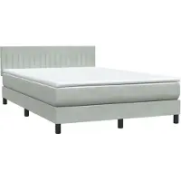 vidaXL Boxspring met matras fluweel lichtgrijs 160x210 cm
