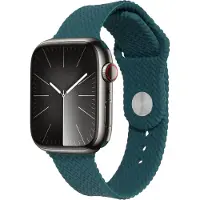 IMoshion Siliconen geweven bandje voor de Apple Watch | 44/45/46/49 mm - Donkergroen