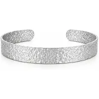 Cilla Jewels Zilverkleurige Brede Dames Bangle Armband met Korrelstructuur