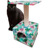 Croci Tropical Cave kraboom met hoge zuil, 55 cm, inclusief hondenbed, geschikt voor volwassenen en